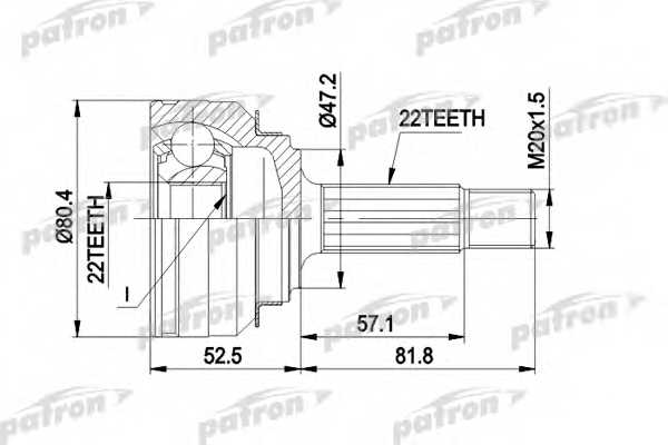 Шарнирный комплект приводного вала PATRON PCV1158 - изображение Шарнирный комплект приводного вала PATRON PCV1158 - изображение