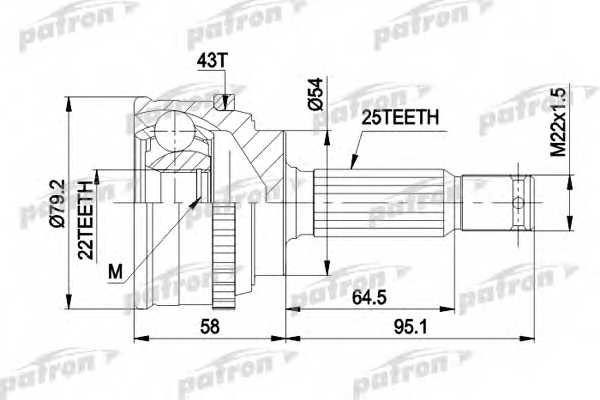 Шарнирный комплект приводного вала PATRON PCV1161 - изображение