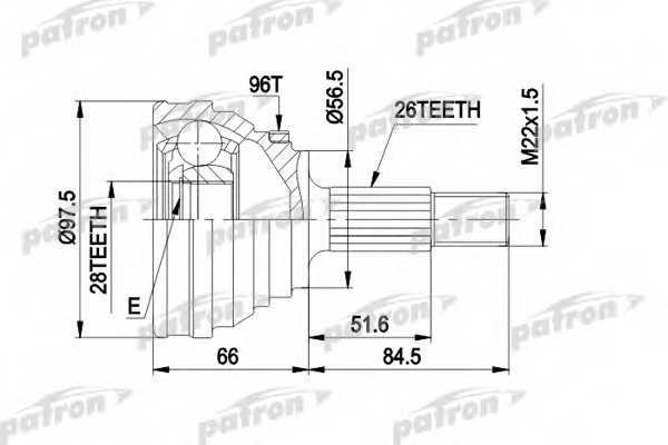 Шарнирный комплект приводного вала PATRON PCV1203 - изображение Шарнирный комплект приводного вала PATRON PCV1203 - изображение