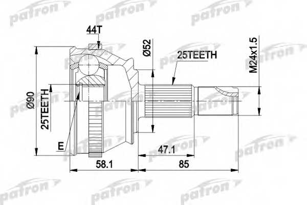 Шарнирный комплект приводного вала PATRON PCV1212 - изображение Шарнирный комплект приводного вала PATRON PCV1212 - изображение
