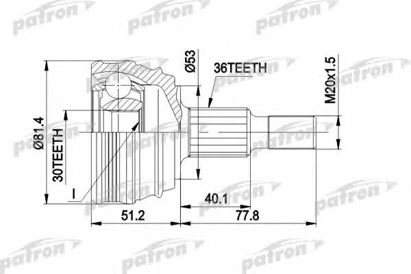 Шарнирный комплект приводного вала PATRON PCV1241 - изображение