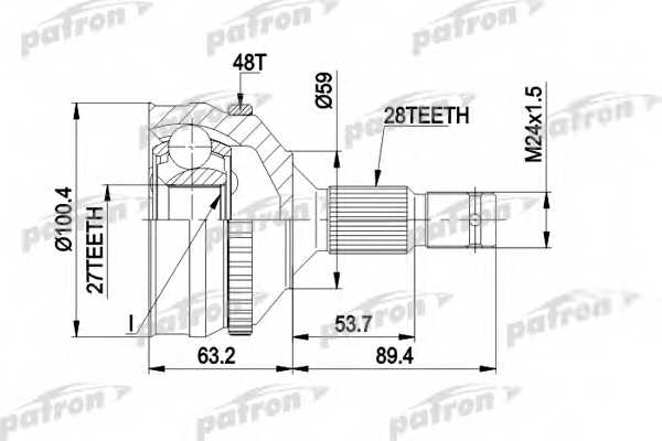 Шарнирный комплект приводного вала PATRON PCV1264 - изображение
