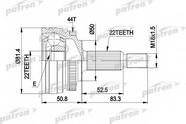 Шарнирный комплект приводного вала PATRON PCV1272 - изображение Шарнирный комплект приводного вала PATRON PCV1272 - изображение