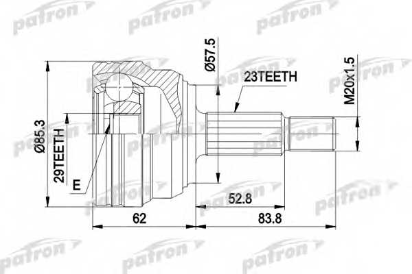 Шарнирный комплект приводного вала PATRON PCV1317 - изображение Шарнирный комплект приводного вала PATRON PCV1317 - изображение