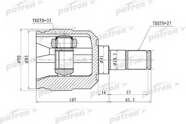 Шарнирный комплект приводного вала PATRON PCV1355 - изображение