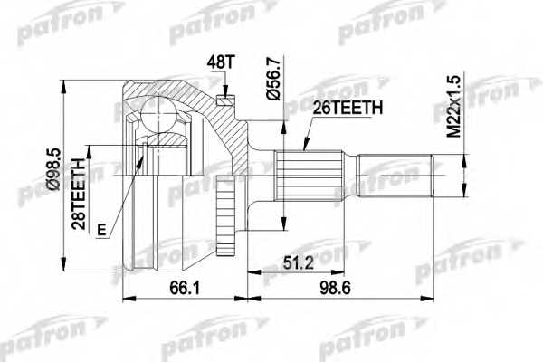 Шарнирный комплект приводного вала PATRON PCV1368 - изображение