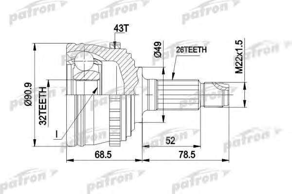 Шарнирный комплект приводного вала PATRON PCV1383 - изображение