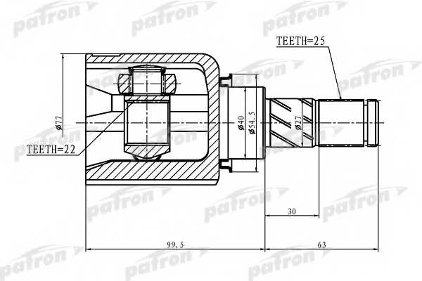 Шарнирный комплект приводного вала PATRON PCV1405 - изображение