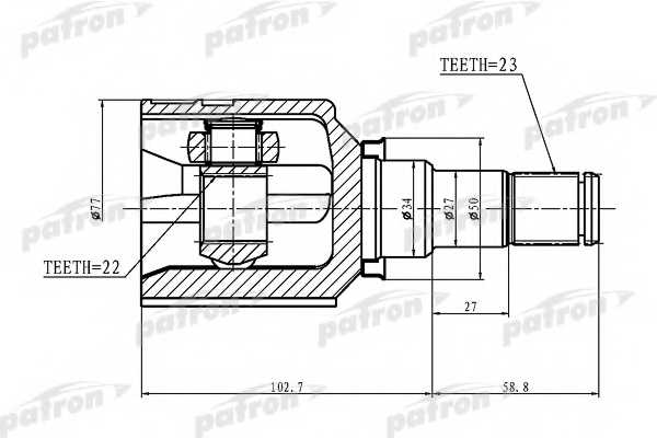 Шарнирный комплект приводного вала PATRON PCV1439 - изображение