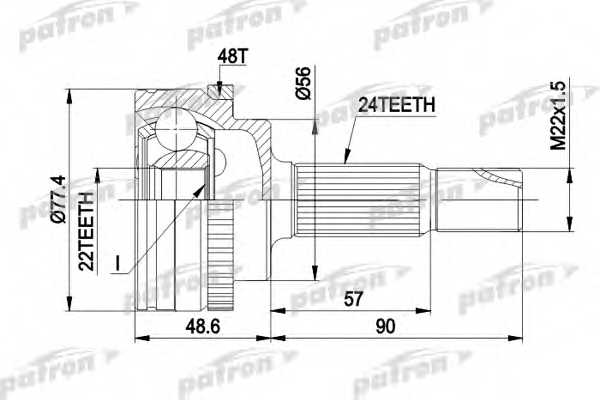 Шарнирный комплект приводного вала PATRON PCV1447 - изображение