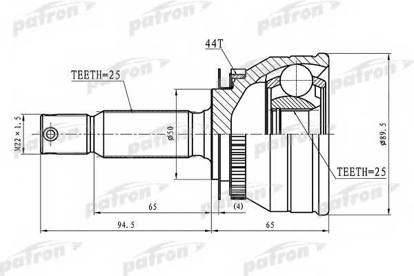 Шарнирный комплект приводного вала PATRON PCV1608 - изображение Шарнирный комплект приводного вала PATRON PCV1608 - изображение