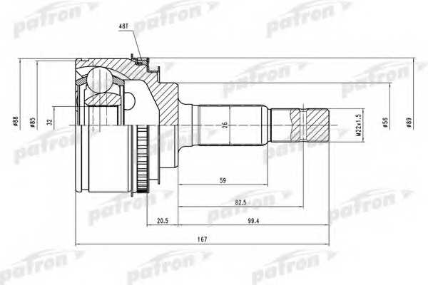 Шарнирный комплект приводного вала PATRON PCV2025 - изображение
