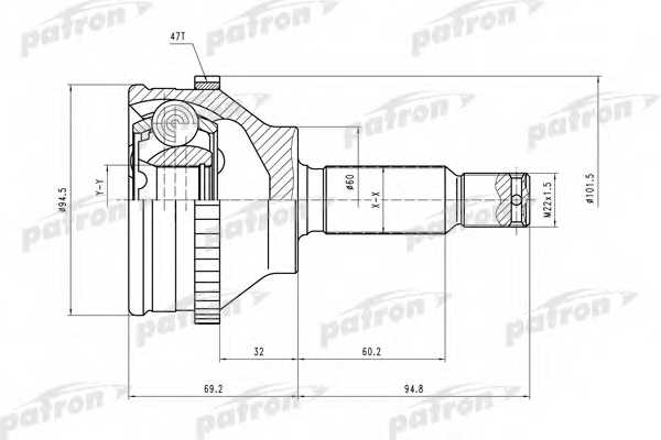 Шарнирный комплект приводного вала PATRON PCV2066 - изображение