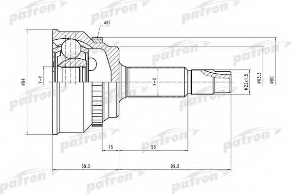 Шарнирный комплект приводного вала PATRON PCV2175 - изображение