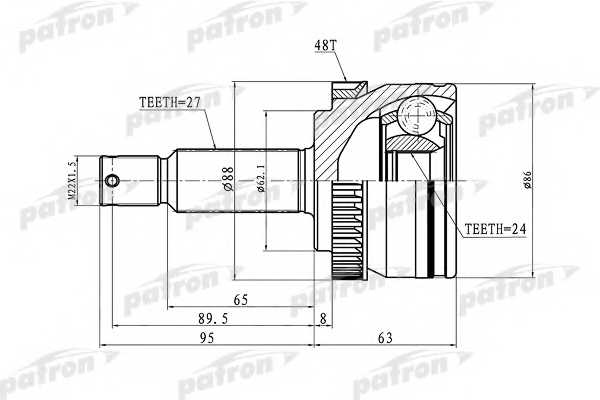 Шарнирный комплект приводного вала PATRON PCV3036 - изображение