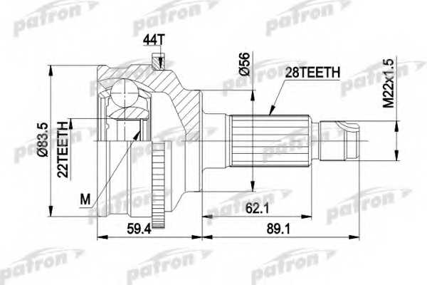 Шарнирный комплект приводного вала PATRON PCV3850 - изображение Шарнирный комплект приводного вала PATRON PCV3850 - изображение