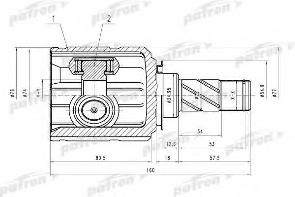 Шарнирный комплект приводного вала PATRON PCV4009 - изображение