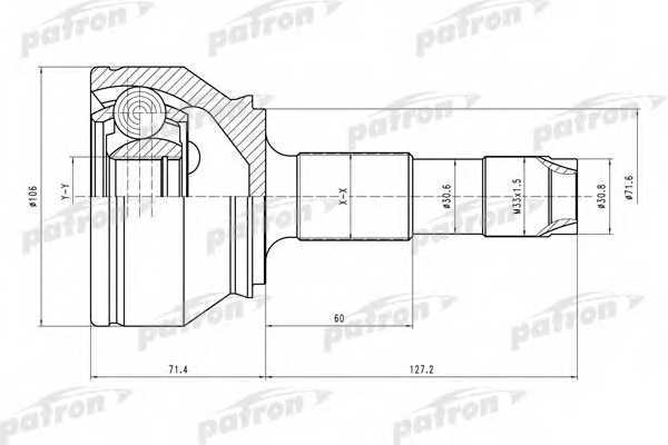 Шарнирный комплект приводного вала PATRON PCV4598 - изображение