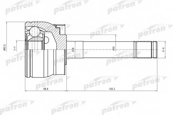 Шарнирный комплект приводного вала PATRON PCV4722 - изображение