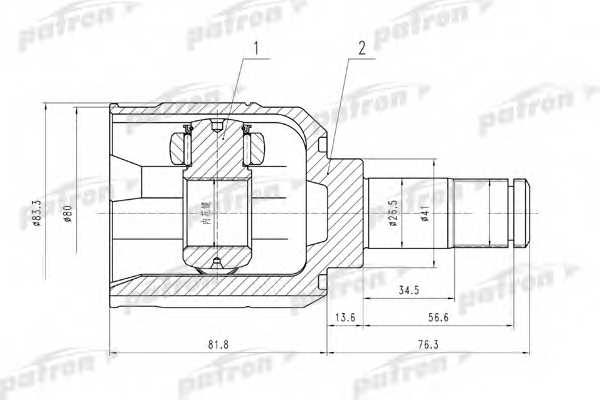 Шарнирный комплект приводного вала PATRON PCV5008 - изображение Шарнирный комплект приводного вала PATRON PCV5008 - изображение