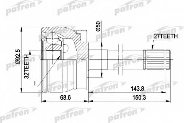 Шарнирный комплект приводного вала PATRON PCV5032 - изображение