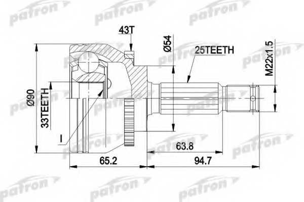 Шарнирный комплект приводного вала PATRON PCV5052 - изображение Шарнирный комплект приводного вала PATRON PCV5052 - изображение