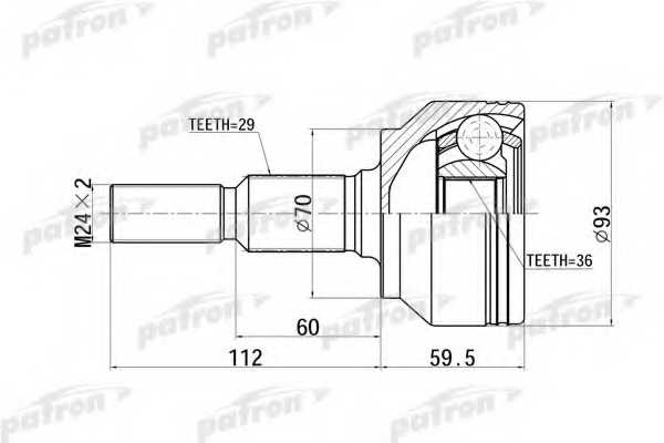 Шарнирный комплект приводного вала PATRON PCV6879 - изображение