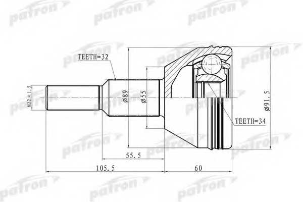Шарнирный комплект приводного вала PATRON 87-6908 / PCV6908 - изображение Шарнирный комплект приводного вала PATRON 87-6908 / PCV6908 - изображение