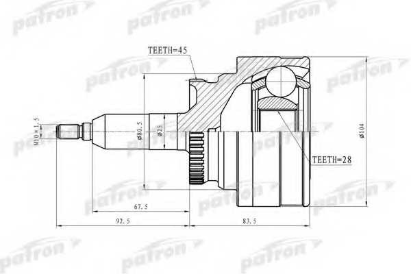 Шарнирный комплект приводного вала PATRON 87-8748 / PCV8748 - изображение
