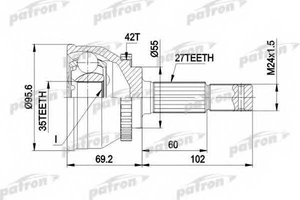 Шарнирный комплект приводного вала PATRON PCV9094 - изображение