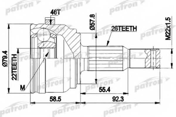 Шарнирный комплект приводного вала PATRON PCV9117A - изображение Шарнирный комплект приводного вала PATRON PCV9117A - изображение