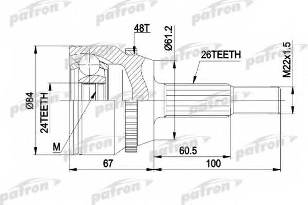 Шарнирный комплект приводного вала PATRON PCV9791 - изображение