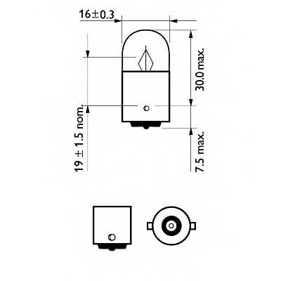 PHILIPS 12821B2 - лампы R5W 12V 5W BA15s (2шт. в блистере) - изображение 1