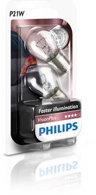 PHILIPS 12498VPB2 - лампы P21W 12V 21W BA15s (серия VisionPlus) (2шт. в блистере) - изображение 1
