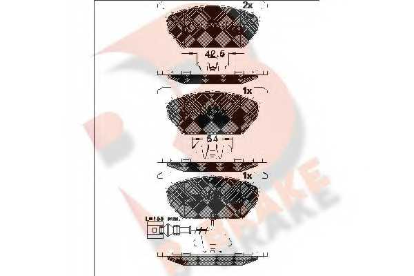 Колодки тормозные дисковые для AUDI A3(8V7,8VA,8VS) / SKODA OCTAVIA(5E3,5E5) / VW GOLF SPORTSVAN(AM1), GOLF(5G1,BA5,BE1) <b>R BRAKE RB2189 / 22035</b> - изображение