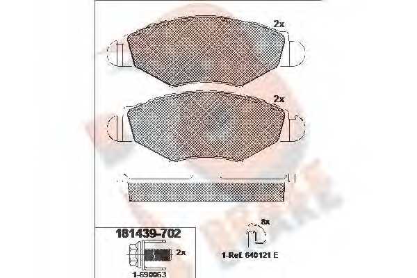 Колодки тормозные дисковые для PEUGEOT 206(2A/C,2E/K,T3E), 306(7A,7B,7C,N3,N5) <b>R BRAKE RB1439-702 / 23597</b> - изображение