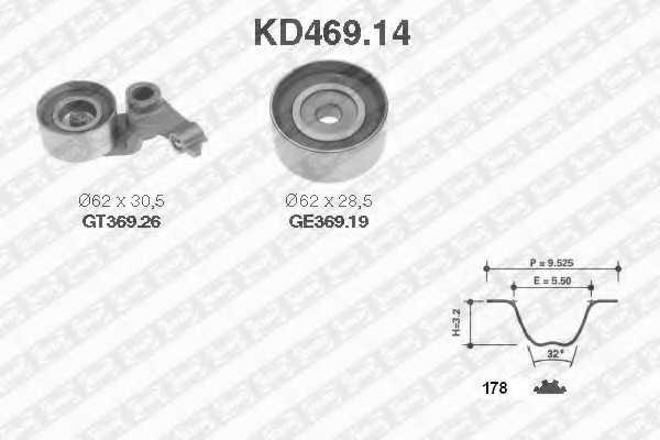 Комплект ремня ГРМ SNR KD469.14 - изображение