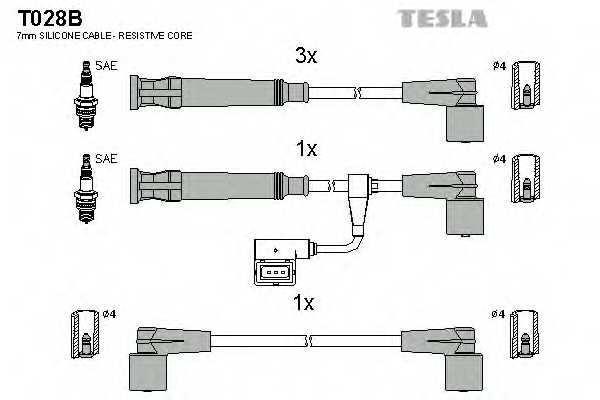 Комплект проводов зажигания TESLA T028B - изображение Комплект проводов зажигания TESLA T028B - изображение