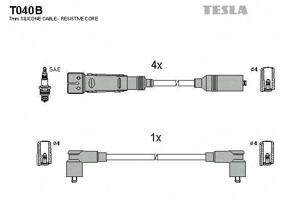 Комплект проводов зажигания TESLA T040B - изображение Комплект проводов зажигания TESLA T040B - изображение