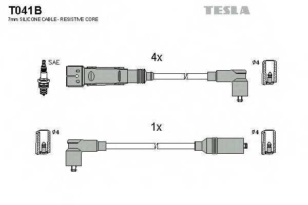Комплект проводов зажигания TESLA T041B - изображение Комплект проводов зажигания TESLA T041B - изображение