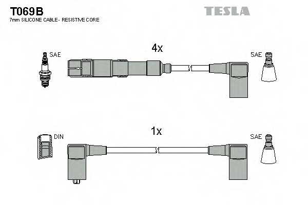 Комплект проводов зажигания TESLA T069B - изображение Комплект проводов зажигания TESLA T069B - изображение