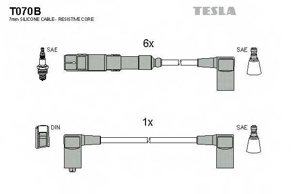 Комплект проводов зажигания TESLA T070B - изображение Комплект проводов зажигания TESLA T070B - изображение