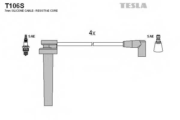 Комплект проводов зажигания TESLA T106S - изображение