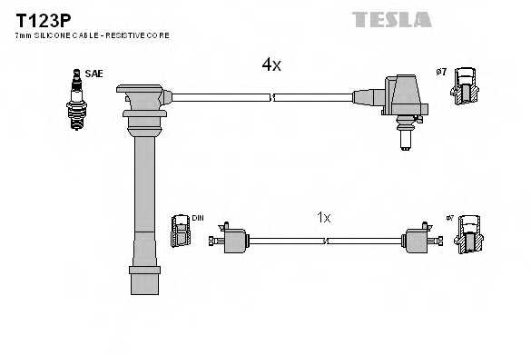 Комплект проводов зажигания TESLA T123P - изображение