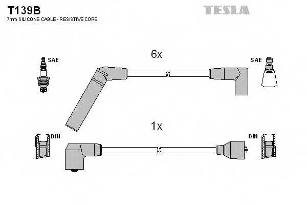 Комплект проводов зажигания TESLA T139B - изображение Комплект проводов зажигания TESLA T139B - изображение