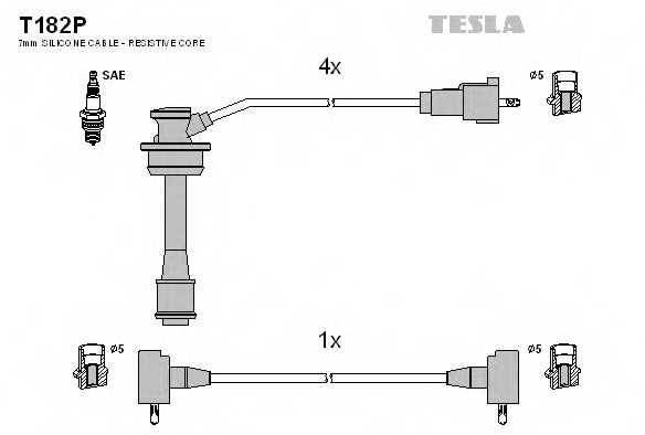 Комплект проводов зажигания TESLA T182P - изображение