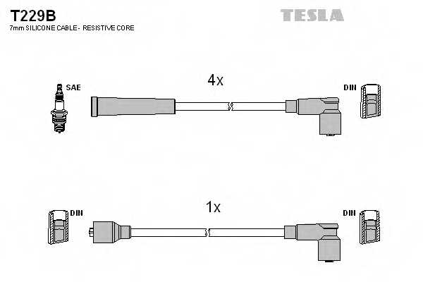 Комплект проводов зажигания TESLA T229B - изображение Комплект проводов зажигания TESLA T229B - изображение