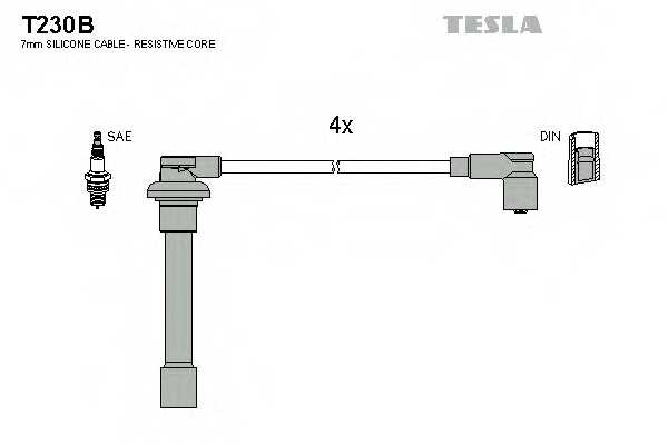 Комплект проводов зажигания TESLA T230B - изображение