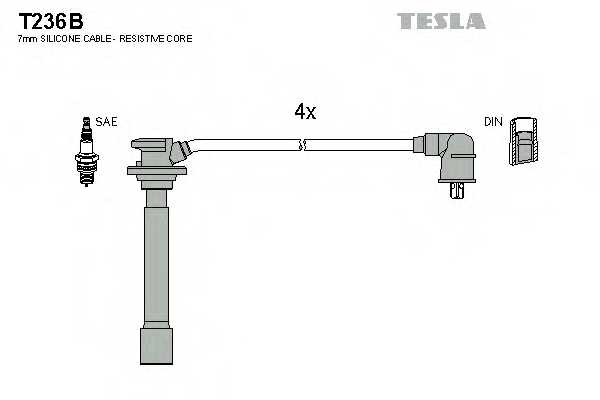 Комплект проводов зажигания TESLA T236B - изображение