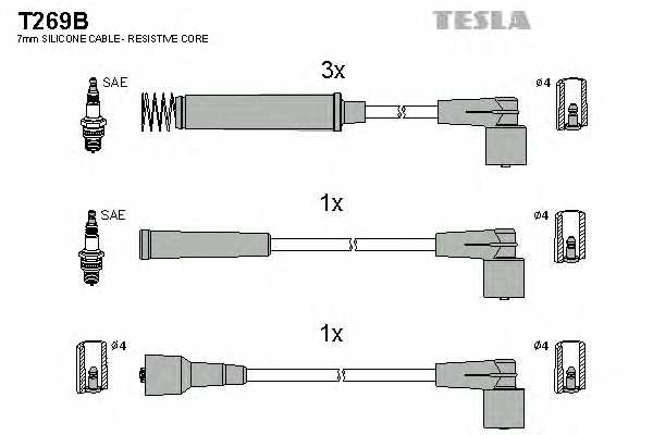 Комплект проводов зажигания TESLA T269B - изображение Комплект проводов зажигания TESLA T269B - изображение